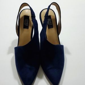 Jones New York  Asymmetrical suede Navy Heels